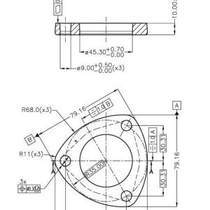 Fläns kolstål Id. Ø45,3mm